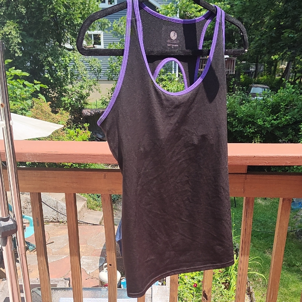 Women's Black and Purple Tank Top